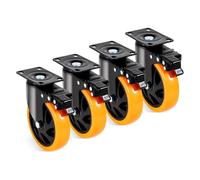 Ruedas Silla Oficina Caster Wheels, 5-inch Swivel Plate Casters, Set Of 4, With Security A/B Locking No Noise PVC Wheels, Heavy Duty 450 Lbs Lo