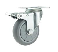 Ruedas Silla Oficina Caster Wheels Trolley Heavy Duty 3/4/5 Inch Lock Rotary Casters Cart Wheel High Load Industrial Wheelbarrow Carrier Rubber Wheel(1pc brake wheel,5 Inch)