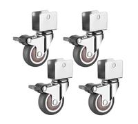 Ruedas Silla Oficina Furniture Casters 1/1.5/2 Inches Soft Rubber Silent Wheels U-shaped Castor With Brake For Cabinet Clamp Replacement Rollers(1.5inch 4pcs brake,U25mm)