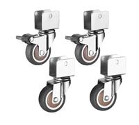 Ruedas Silla Oficina Furniture Casters 1/1.5/2 Inches Soft Rubber Silent Wheels U-shaped Castor With Brake For Cabinet Clamp Replacement Rollers(2inch 2swivel2brake,U22mm)
