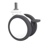 Ruedas TPR médicas de 1 pieza de 100 mm - Ruedas giratorias de doble rueda certificadas por NSF con freno de bloqueo positivo for equipos hospitalarios(M12X25mm-Brake)