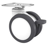 Ruedas TPR médicas de 1 pieza de 100 mm - Ruedas giratorias de doble rueda certificadas por NSF con freno de bloqueo positivo for equipos hospitalarios(Plate-Brake)