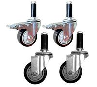 Ruedas X4: Ruedas con tubo de expansión para servicio pesado, Ruedas con ruedas de caucho macizo de 100 mm, Ruedas para transporte industrial, Ruedas con freno, 4 pulgadas