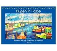 Rügen in Farbe - Mit Pinsel und Farbe auf der Lieblingsinsel (Tischkalender 2026 DIN A5 quer), CALVENDO Monatskalender: Gemalte Bilder von der Ostseeinsel Rügen