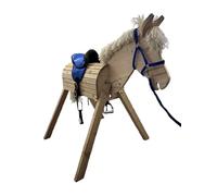 Rülke Holzspielzeug Juego de caballos de jardín Sandy en azul, incluye sillín, cabestro, cuerda, caballo de madera para exteriores, 125 x 80 x 110 cm (largo x ancho x alto), hasta 100 kg, a partir de