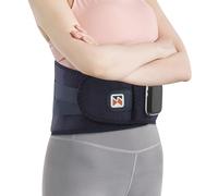 RUETERY Cinturón térmico para espalda con masaje, cinturón de calefacción por infrarrojos de 40 - 70 °C y 3 niveles de vibración, masajeador trasero con pantalla LCD y varillas de apoyo, batería USB-C