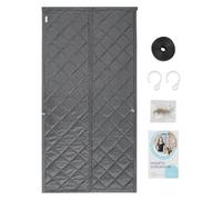 RUETERY Cortina térmica para puerta de 210 x 100 cm, cortina magnética Oxford con guata de seda, gris, sin agujeros, aislante térmico y reducción de ruido para puerta, balcón, cocina y dormitorio