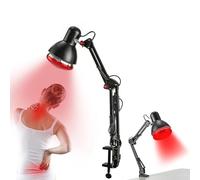 RUETERY Lámpara de luz roja, lámpara infrarroja de 150 W, plegable, lámpara de luz roja, lámpara de terapia, lámpara infrarroja, lámpara médica, para aliviar dolores musculares y articulares