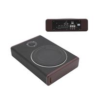 RUETERY Subwoofer para coche, 8 pulgadas, 600 W, ultrafino, para coche, audio, se puede montar debajo del asiento del pasajero, con funda protectora de cuerno de acero inoxidable, color negro