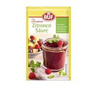 RUF Ácido cítrico, para ayudar a gelatinar y conservar mermeladas, como sabor para ensaladas de frutas y salsas de ensalada, en el hogar para descalcificar o como descalcificador de agua, 6 x 5 g
