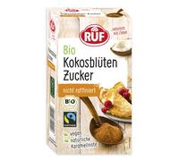 RUF Azúcar orgánico de flores de coco, notas de caramelo natural, dulzura de flores de cocotero, sin refinar, certificado FAIRTRADE, vegano, 1 x 250 g
