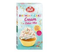RUF Crema para tarta de cumpleaños con sabor a vainilla y caramelo y mezcla de decoración colorida, 1 x 110 g