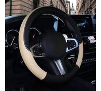 RUFD Funda Volante Coche para Dacia Dokker/Duster/Jogger/Lodgy/Logan/Sandero/Solenza/Spring, 38cm PU Cuero Antideslizante Transpirable EláStica Funda de Volante Accesorios Interior,G Beige