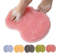 Rufenpurify - Alfombrilla de silicona para pies de ducha, alfombrilla de silicona manos libres, con ventosas, antideslizante y agujeros de drenaje, fácil de limpiar (rosa)
