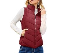 Rufenpurify Puffy Vest, Holdretain Puffer Jacket, Women Sleeveless Zip Up Outerwear, Lightweight Stand Collar Vest Jacket (Wine red,M)
