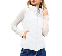 Rufenpurify Puffy Vest, Holdretain Puffer Jacket, Women Sleeveless Zip Up Outerwear, Lightweight Stand Collar Vest Jacket (White,M)
