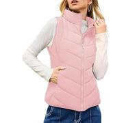 Rufenpurify Puffy Vest, Holdretain Puffer Jacket, Women Sleeveless Zip Up Outerwear, Lightweight Stand Collar Vest Jacket (Pink,3XL)