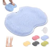 Rufenpurify - Tapete de silicona para pies de ducha, tapete de silicona manos libres, Shopellox con ventosas antideslizantes y agujeros de drenaje, fácil de limpiar (1 unidad, azul)