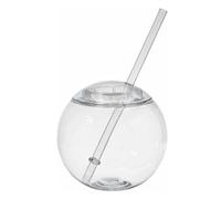 Rufevee Moon Ball Cocktail Beiping Cup Transparente; Beach Holiday Cold Juice Drinking Cup; Copa Redonda de Paja para cócteles; Copa Transparente Moon Ball para cócteles