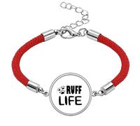 Ruff Life Lucky - Pulsera de cuerda roja hecha a mano con cita inglesa