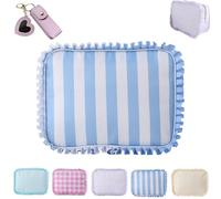 Ruffle Pouch Bag, Gingham Ruffle Makeup Bag Pouch, Large Travel Cute Cosmetic Bags Aesthetic Gift, Mini Ruffles Cosmetic Toiletry Bags, Aesthetic Puffy Toiletry Ba Make up (Blue)