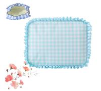 Ruffle Pouch Bag, Sweet and Portable Plaid Bags, Ruffled Nylon XL Pouch, Gingham Makeupbag Large Travel Cute Checkered Cosmetic Bag for Women & Teen Girls (Green)