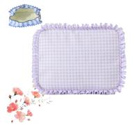 Ruffle Pouch Bag, Sweet and Portable Plaid Bags, Ruffled Nylon XL Pouch, Gingham Makeupbag Large Travel Cute Checkered Cosmetic Bag for Women & Teen Girls (Purple)
