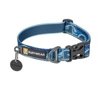 RUFFWEAR Crag Dog Collar, Large Dog Collar with Aluminium V-Ring, Adjustable Length Pet Dog Collar, Comfortable Soft Collar, Premium Animal Collar with Dog Lead Attachment Ring, 51-66cm, Midnight Wave
