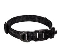 Ruffwear Ridgeline - Collar de perro resistente, suave y cómodo, reflectante para mascotas, ajustable y ligero con anillo en V de aluminio para correa de perro, negro obsidiana, tamaño grande de 51 a