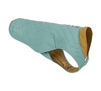 RUFFWEAR Stumptown Quilted Dog Jacket, X Extra Small Dog Coat with Harness Portal, Stylish Premium Quality Dog Vest for Pet Dog Walking, Cosy & Abrasion Resistant Dog Coat, XXS, River Rock Green