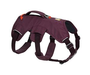 RUFFWEAR Web Master - Arnés Multiusos para Perros con asa Ajustable, arnés antiescape, 2 Accesorios para Correas, Uso Diario, Senderismo o Asistencia para la Movilidad. Tamaño L/XL (81-107 cm) Morado