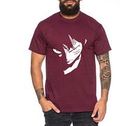 Ruffy Face Zoro One Manga Camiseta Luffy de Hombre Anime Piece, Größe2:Large, Farbe2:Borgoña