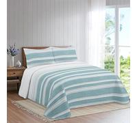 Rufino Díaz Colcha Bouti Reversible Amaia + Funda Cojín (Turquesa - 90 cm) - Ideal para Decorar tu salón o Dormitorio