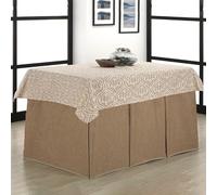 Rufino Díaz Falda Camilla Rectangular Bali Jacquard + Tapete (Beige - 70x120cm) - Tejido Resistente y Agradable al Tacto Decorar y Proteger tu Mesa