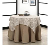 Rufino Díaz Falda Camilla Redonda Bali Jacquard + Tapete (Beige - 70cm) - Tejido Resistente y Agradable al Tacto Decorar y Proteger tu Mesa