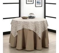 Rufino Díaz Falda Camilla Redonda Bali Jacquard + Tapete (Beige - 90cm) - Tejido Resistente y Agradable al Tacto Decorar y Proteger tu Mesa