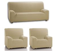 Rufino Díaz Funda Sofá Denia Ajustable Trio - Marfil, Trio (2 Fundas de 1 Plaza + 1 Funda de 3 plazas)