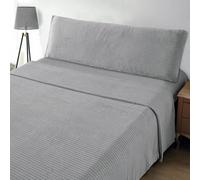 Rufino Díaz Juego Sábanas Invierno 3/4 Piezas Jacquard 240 gr Microlina Rayas (Gris - 90 cm) - Taco Extra Suave - para una sensación acogedora y de Confort