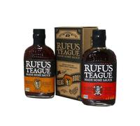Rufus Teague Pack Salsas Picantes - Set Touch o’ Heat & Blazin’ Hot - Salsas BBQ picantes en botella de cristal - Regalo para hombres, set de parrilla