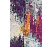 RUG BRANCH Savannah 2' x 2' (tamaño Exacto: 2'7.6 cm x 2') Tapete Moderno de Mediados de Siglo, Morado Naranja, Entrada Abstracta, Pasillo, baño y Cocina