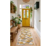 RUG BRANCH Savannah - Alfombra de Pasillo Moderna de Mediados de Siglo, 2 x 30 pies (tamaño Exacto: 2 pies 3 Pulgadas x 30 pies) de Largo, Color Amarillo Beige, geométrica para Entrada, Pasillo, baño