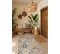 RUG BRANCH Savannah - Alfombra Moderna de Mediados de Siglo para Interiores, Color Azul y Gris, para Entrada, Pasillo, baño y Cocina, 2 x 11 pies (tamaño Exacto: 2 pies 3 Pulgadas x 11 pies)