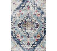 RUG BRANCH Savannah - Tapete Bohemio de 2 pies x 2 pies (tamaño Exacto: 2 pies 3 Pulgadas x 2 pies), Color Azul y Gris, transicional, Entrada, Pasillo, baño y Cocina