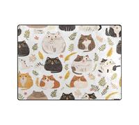 Rug Living - Alfombra cómoda de 4 x 5 pies para niños, para dormitorio, comedor, granja, guardería, oficina en casa (4 x 5 pies, natural), gatos minimalistas simples