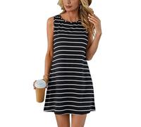 RUGAN Camisones Mujer Largos Camisón Mujer Tirantes sin Manga Camisones para Mujer Tallas Grandes Camisones Mujer Cuello Redondo Pijamas de Talla Grande (Negro,L)