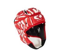 RUGBIER - Casco de Rugby Profesional Air-Pro - Adultos y Jóvenes Unisex - Ajustable - Protector de Cabeza Acolchado - Modelo Tiger Rojo-Blanco (X-Small)