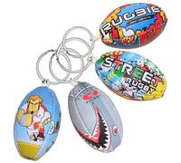 RUGBIER | Pack de 4 Llaveros de Rugby - Mini Balón de Colección - Regalo Original para Aficionados y Jugadores - Diseños Únicos y Detallados