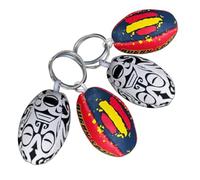 RUGBIER | Pack de 4 Llaveros de Rugby - Mini Balón de Colección - Regalo Original para Aficionados y Jugadores - Diseños Únicos y Detallados - Maori Face - Rugby Spain