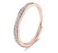 RUGBOL Goldring, verstellbarer Damenring, Schmuckring mit Zirkonia für Frauen und Mädchen (Roségold)