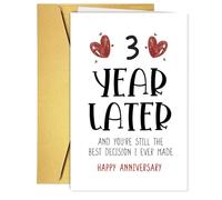 RUGBOL Tarjeta de aniversario, tarjeta de aniversario de bodas, tarjeta de feliz aniversario, tarjeta de aniversario para pareja, para novia, novio, esposa, esposo (3 año)